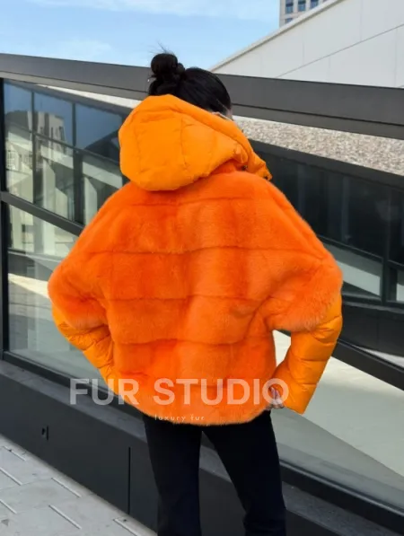 Зимняя куртка-жилет из меха норки цвет Orange - фото 12