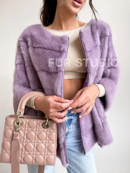 Свитер из меха норки в лавандовом оттенке - фото 1