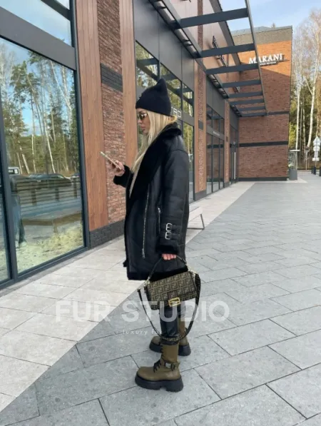 Дубленка авиатор удлиненная - фото 9