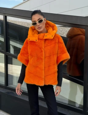 Зимняя куртка-жилет из меха норки цвет Orange - фото 13