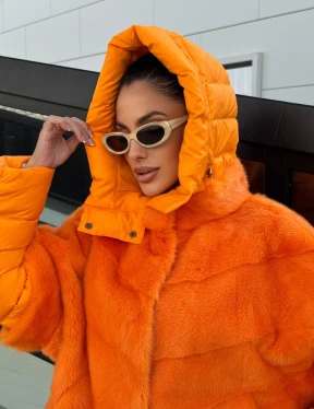 Зимняя куртка-жилет из меха норки цвет Orange - фото 3