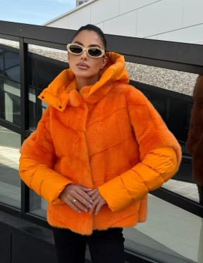 Зимняя куртка-жилет из меха норки цвет Orange - фото 10