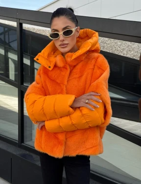 Зимняя куртка-жилет из меха норки цвет Orange - фото 5