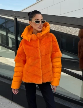 Зимняя куртка-жилет из меха норки цвет Orange - фото 8