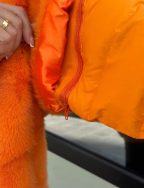 Зимняя куртка-жилет из меха норки цвет Orange - фото 1