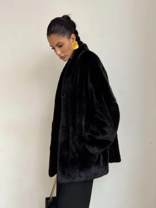 Стильный женский норковый жакет (шуба) Brown Velvet - фото 9