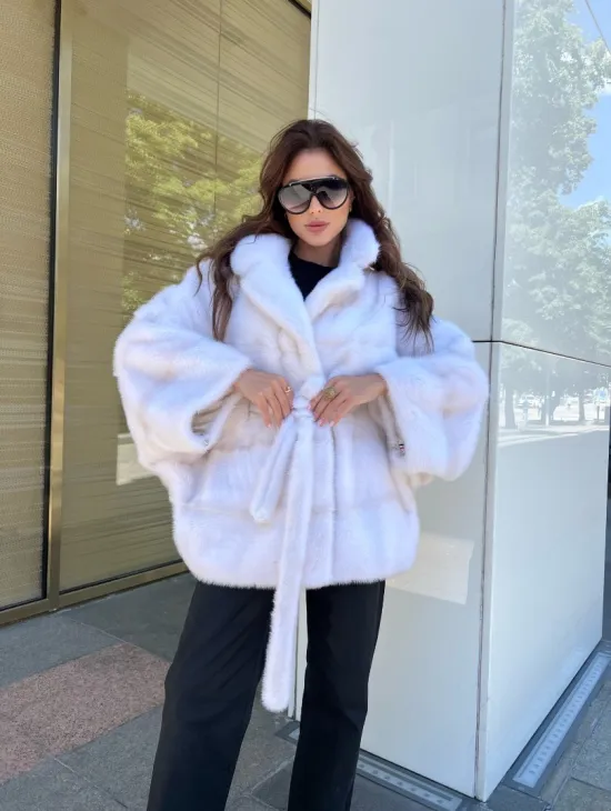 Пончо в датской норке - цвет паломино - фото 2