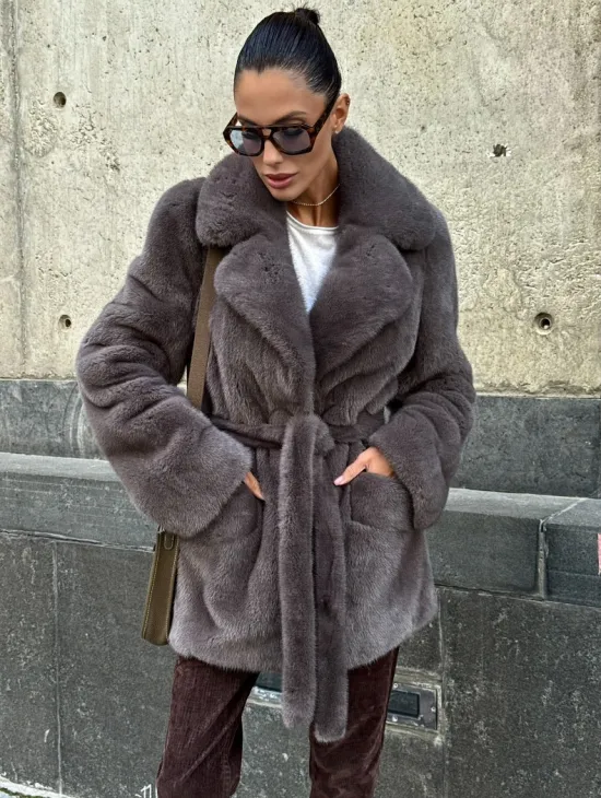 Норковая шуба лавандового цвета - VELVET - фото 6