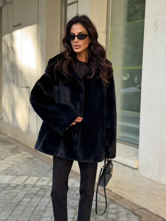 Шуба куртка из норки - черная - фото 7