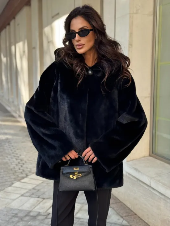 Шуба куртка из норки - черная - фото 3