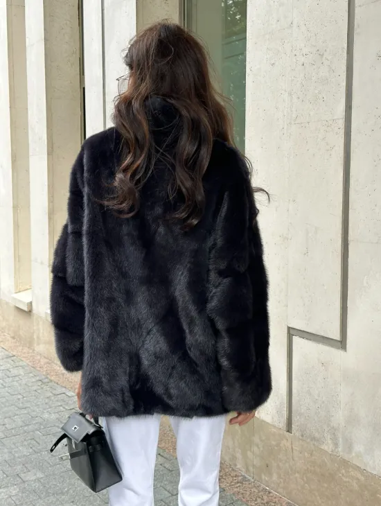 Норковый полушубок - графит - фото 3