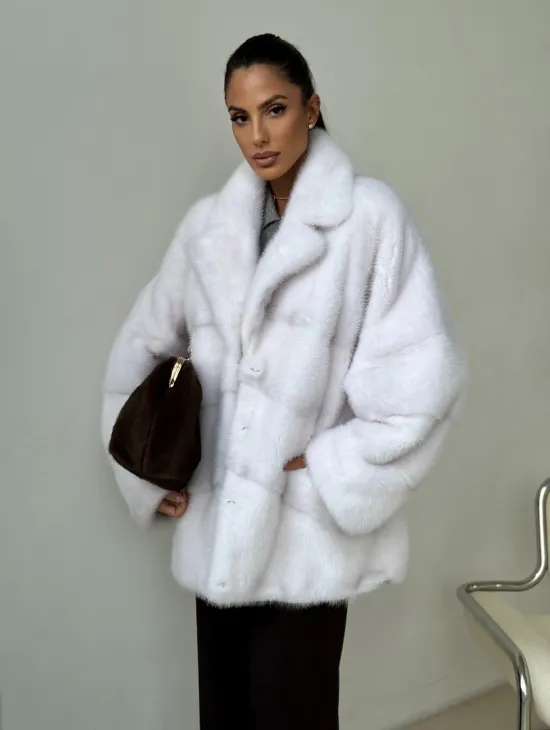 Белый норковый полушубок - фото 8