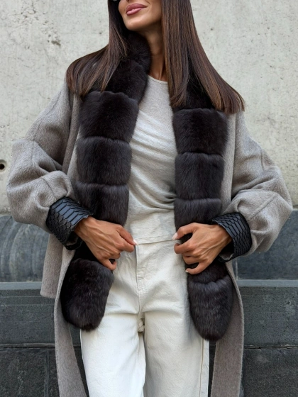 Пальто с мехом финского песца - фото 4