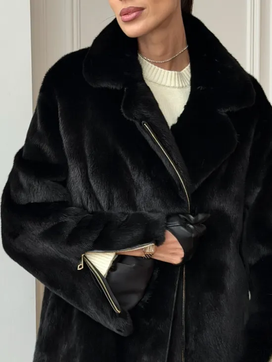 Черная норковая косуха - фото 1