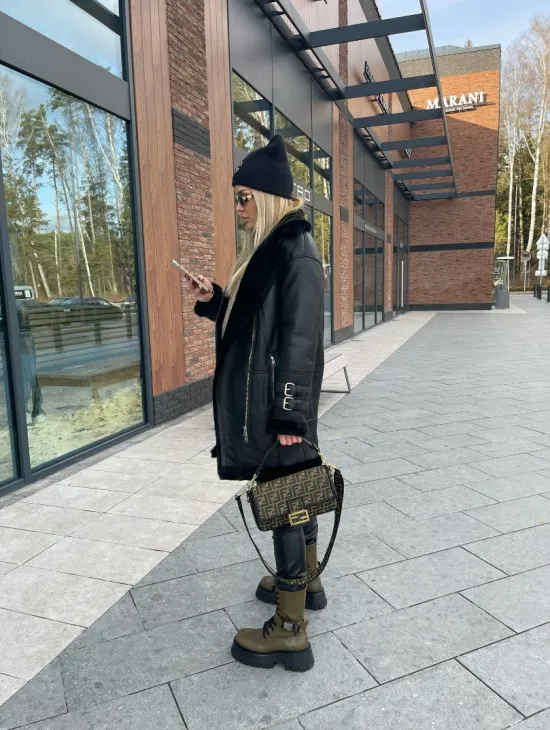 Дубленка авиатор удлиненная - фото 9