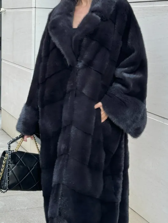 Манто из аукционной норки в цвете графит - фото 2